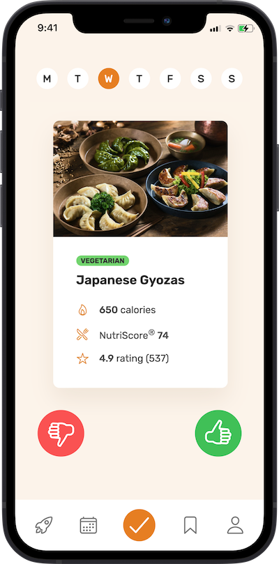 iPhone app approving meal plan screen